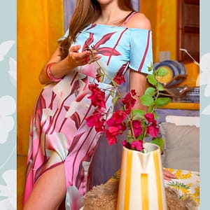 VESTIDO LARGO CALAS ROSA