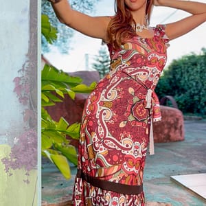 VESTIDO ETNICO MARRON