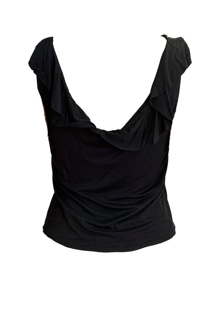 Fotografía de un top con volantes de color negro.